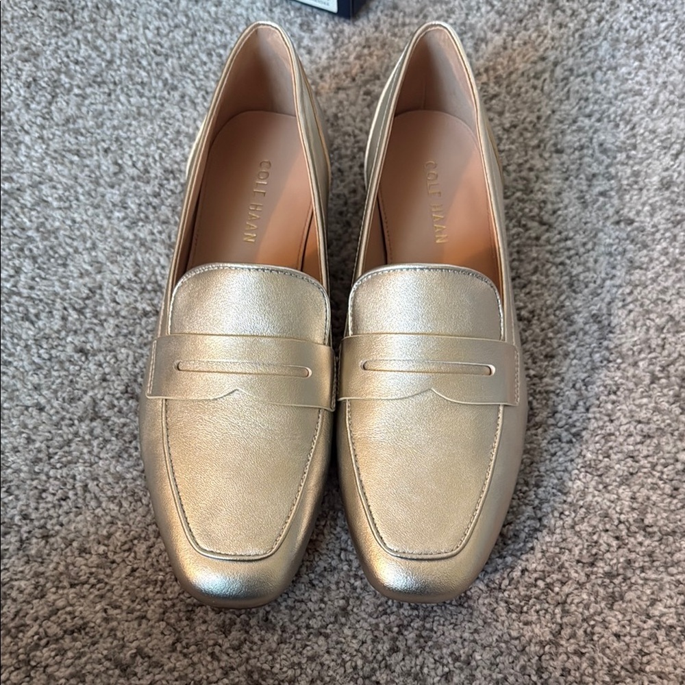 NWT Cole Haan Women's Gold Loafers